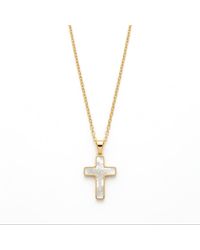 Lexi Jewelry - Mother Of Pearl Mosaic Cross Necklace - Lyst