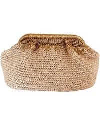 Springmoonatelier - Neutrals Golden Edge Handmade Raffia Clutch Bag - Lyst