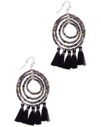 Saachi - Beaded Tassel Hoop Earrings - Lyst
