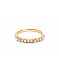 ADIBA - Line Of Pearls Plated Stainless Steel Ring - Lyst