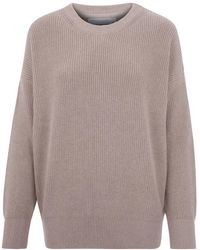 Paul James Knitwear - Cotton Tiffany Ribbed Crew Neck Jumper - Lyst