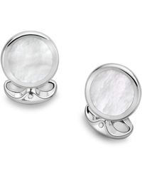 Deakin & Francis Sterling Silver Round Cufflinks With Mother-of-pearl - Metallic