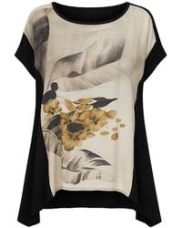 Conquista - Floral Brushstroke Silk-Feel Top — Modern Artistry With Effortless Elegance - Lyst