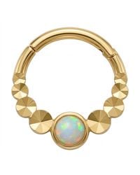 Zahav Jewelry - 10K Solid 16G 8Mm Beaded Opal Round Clicker Hoop - Lyst