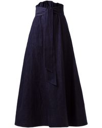 Julia Allert - Dark Denim Long Skirt With Belt - Lyst