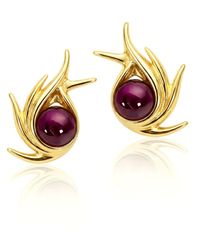 Unaloe - Plated Sterling Poseidon Earrings With Ruby – Nature Inspired Luxury Jewelry For – Symbol Of Freedom & Passion - Lyst