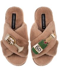 Laines London - Neutrals Classic Laines Slippers With Champagne & Glass 60Th Birthday Brooches - Lyst