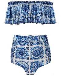 Nur Karaata - Helianthus Bleu Blanc Bikini Set - Lyst