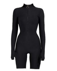 Monosuit - Long Sleeve High Neck Zip Up Shorts Bodysuit - Lyst