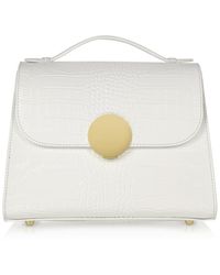 Le Parmentier - Bombo Croco Embossed Leather Top-Handle Satchel Bag W/Strap - Lyst