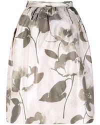 Gunda Hafner Ltd - Neutrals Cream Snd Taupe Floral Silk Skirt - Lyst
