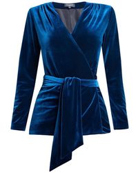 Rumour London - Evelyn Velvet Wrap Jacket With Self-Tie Sash - Lyst