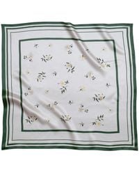 RainSisters - Small Floral Print Natural Silk Scarf - Lyst