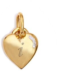 Kaizarin Initial Tiny Heart Yellow Gold Pendant - Metallic