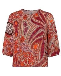 Conquista - Print Top With Bishop Sleeves - Lyst