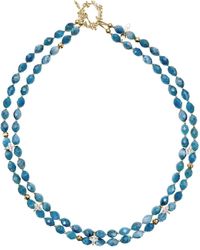 Farra - Double Layers Apatite With Zircon Stone Collar Necklace - Lyst