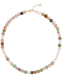 seree - Summer Beaded Gemstone & Pearl Choker Necklace - Lyst