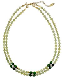 Farra - Prehnite With Zircon Stones Double Layers Collar Necklace - Lyst