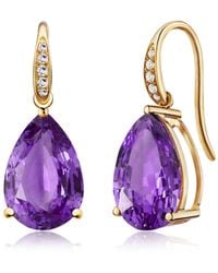 Kai Fine Jewelry - Solid Natural Pear Amethyst & Diamond Drop Earrings - Lyst