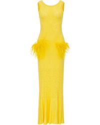 Andreeva - Lemon Knit Dress With Ostrich Feather Details - Lyst