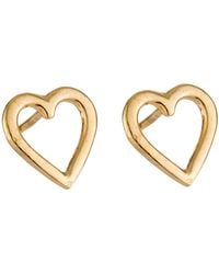 Posh Totty Designs - Yellow Gold Plated Open Mini Heart Stud Earrings - Lyst