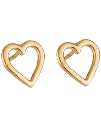 Posh Totty Designs - Yellow Gold Plated Open Mini Heart Stud Earrings - Lyst