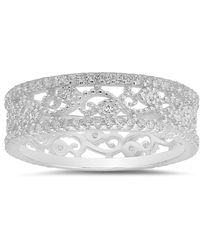 Kylie Harper - Sterling Vintage Floral Diamond Cz Eternity Band Ring - Lyst