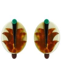 Gissa Bicalho - Neutrals Handmade Acrylic Earring Short Alecrim Cream - Lyst