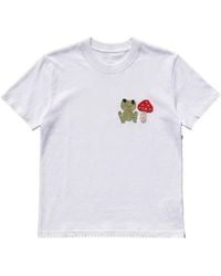 Ana Chic - Frog And Toadstool Handmade Crochet Applique Cotton Tee - Lyst