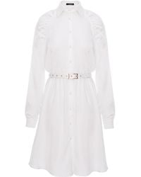 AVENUE No.29 - Gathered Raglan Sleeve Viscose Midi Shirt Dress With Belt - Lyst