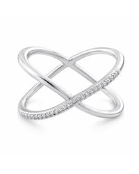 Spero London - Sterling Pave X Ring - Lyst