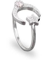The Jewellery Store London - Adjustable Ring With Star And Moon - Lyst