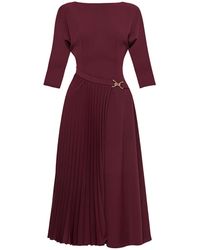 Nissa - Pleated A-Line Dress Bordeaux - Lyst