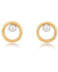 Pearls of the Orient Online - Credo Circle Studs With Cultured Freshwater Pearls - Lyst