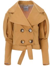 Lita Couture - Statement Jacket With Oversized Lapels In Orange - Lyst