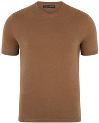 Paul James Knitwear - Ultra Fine Cotton Hudson High V Neck Knitted T-Shirt - Lyst