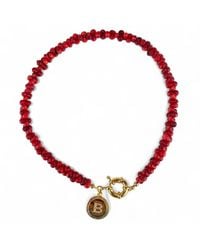 By Virgo - Rubera Initial Coral Gemstone Necklace - Lyst