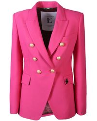 The Extreme Collection - Double Breasted Premium Crepe Blazer Fucsia London - Lyst
