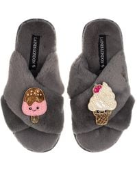 Laines London - Classic Slippers With Laines Lovables Ice Lolly & Ice Cream Brooches - Lyst