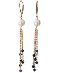 Herself Collections - Pearl & Sapphire Chain Drop Earrings - Lyst