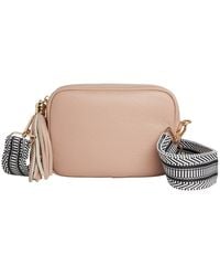 Betsy & Floss - Verona Crossbody Tassel Blush Bag With Black & White Chevron Strap - Lyst