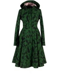 RainSisters - Dark Green Hooded Waterproof Coat For Women: Forest Flower - Lyst