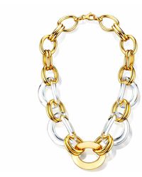 Gold & Honey - Clear And Oversized Link Lucite Necklace - Lyst