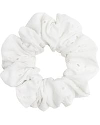 Cafide - English Embroidery Coral Check Scrunchie Hair Tie, Noa - Lyst