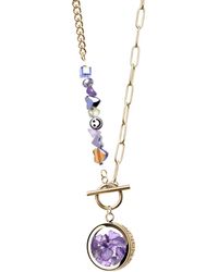 My Little Nature - Amethyst Necklace With Joyful Beaded-Plated Toggle Clasp Chain – Crystal Gemstone Jewelry, Birthstone Necklace - Lyst