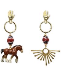 Midnight Foxes Studio - Brown Horse & Sun Gold Earrings - Lyst