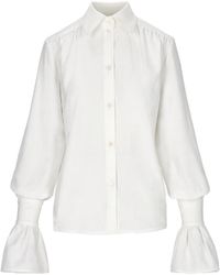 Mandragora - Neutrals Ecru Cotton Shirt With Decorative Cuffs – Carmen - Lyst