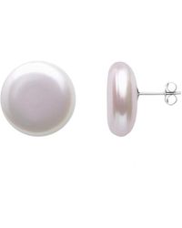 Ora Pearls - Coin Pearl Stud Earrings Sterling Silver - Lyst