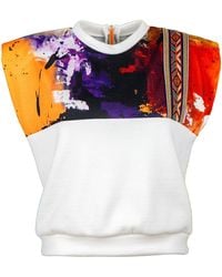 Lalipop Design - Sleeveless Padded Blouse With Colorful Abstract Prints - Lyst