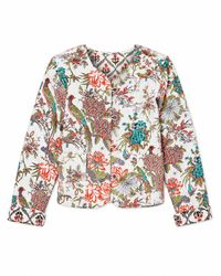 Yumi' - Peacock Print Reversible Cotton Quilted Jacket - Lyst